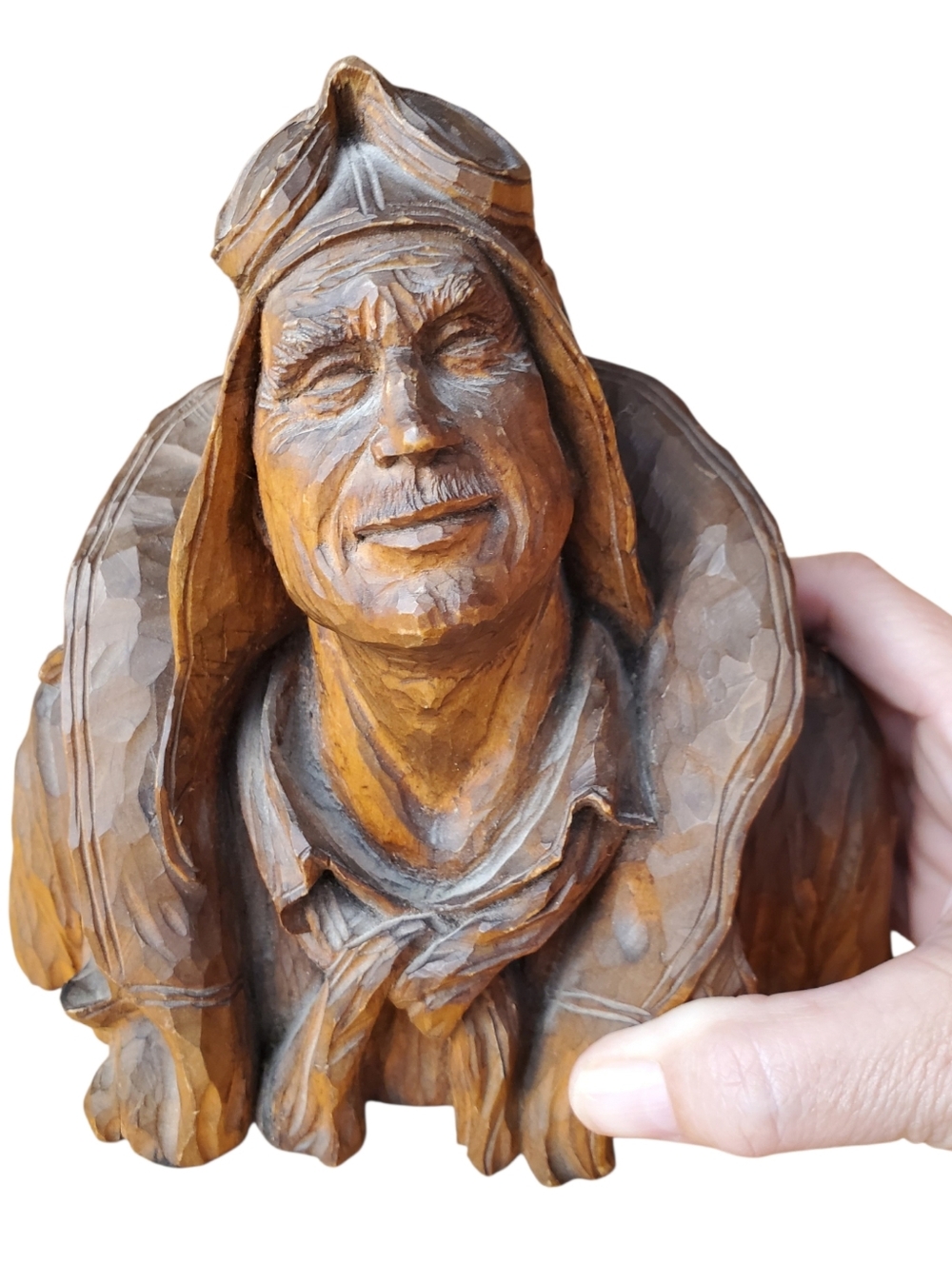 Vintage WWII Aviator Pilot Figurine Bust R. Wetherbee Carving - Picture 2 of 8
